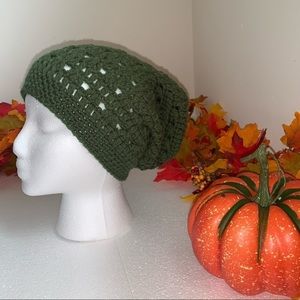 Green Crocheted Beanie Hat